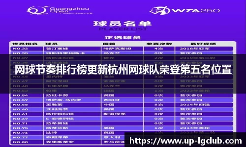 网球节奏排行榜更新杭州网球队荣登第五名位置